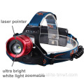 Laser Headlamp Zoom Head Tocha com ponteiro a laser